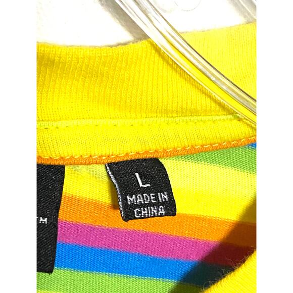 Nickelodeon Sponge Bob Rainbow Striped Shirt Boys L Groovy Psychedelic Loud Y2K - Picture 5 of 8